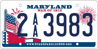 MD license plate 2AA3983
