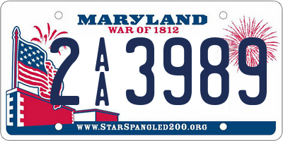 MD license plate 2AA3989