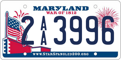 MD license plate 2AA3996