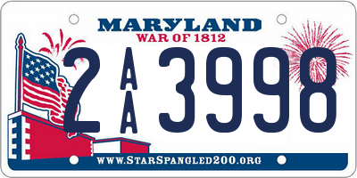 MD license plate 2AA3998