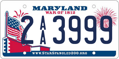 MD license plate 2AA3999