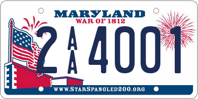 MD license plate 2AA4001