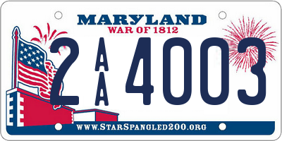 MD license plate 2AA4003