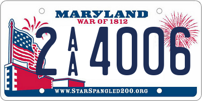 MD license plate 2AA4006