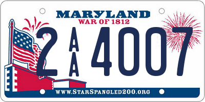 MD license plate 2AA4007