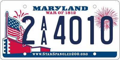 MD license plate 2AA4010