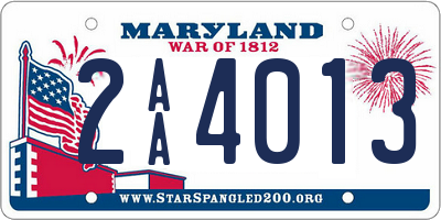 MD license plate 2AA4013