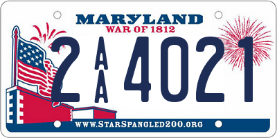 MD license plate 2AA4021