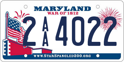 MD license plate 2AA4022