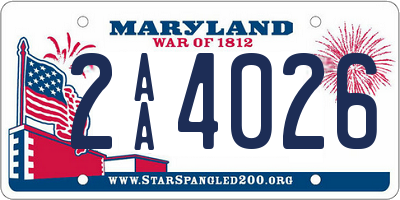 MD license plate 2AA4026