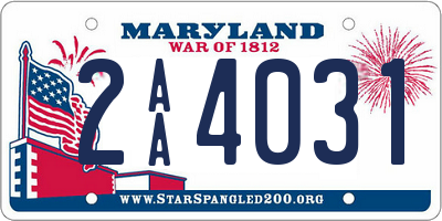 MD license plate 2AA4031