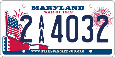 MD license plate 2AA4032