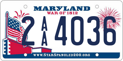 MD license plate 2AA4036