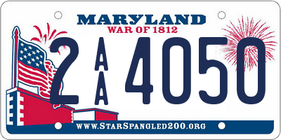 MD license plate 2AA4050