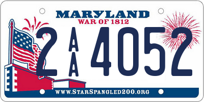 MD license plate 2AA4052