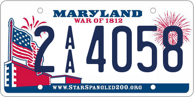 MD license plate 2AA4058