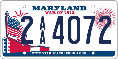 MD license plate 2AA4072