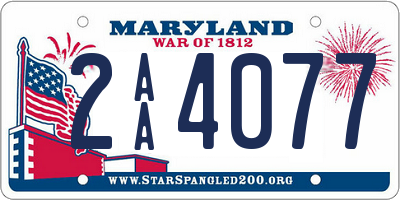 MD license plate 2AA4077