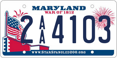 MD license plate 2AA4103