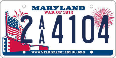 MD license plate 2AA4104