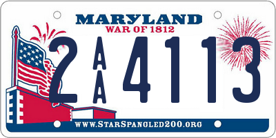 MD license plate 2AA4113