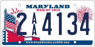 MD license plate 2AA4134