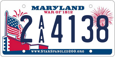 MD license plate 2AA4138
