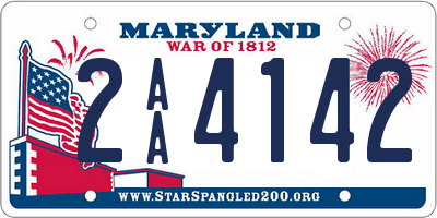 MD license plate 2AA4142