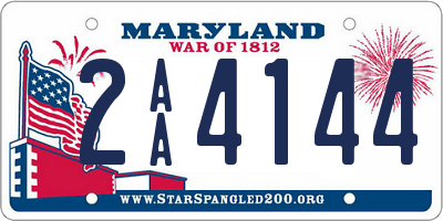 MD license plate 2AA4144