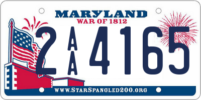 MD license plate 2AA4165