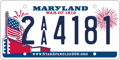 MD license plate 2AA4181