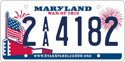 MD license plate 2AA4182