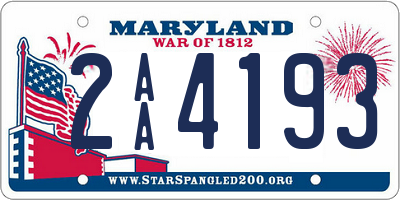 MD license plate 2AA4193