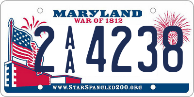 MD license plate 2AA4238