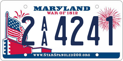 MD license plate 2AA4241