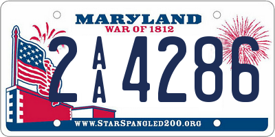 MD license plate 2AA4286