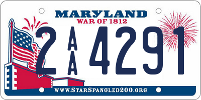 MD license plate 2AA4291