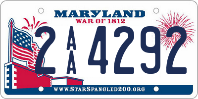 MD license plate 2AA4292