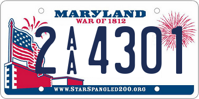 MD license plate 2AA4301