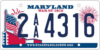 MD license plate 2AA4316