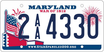 MD license plate 2AA4330