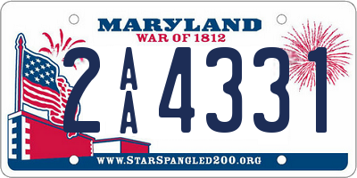 MD license plate 2AA4331