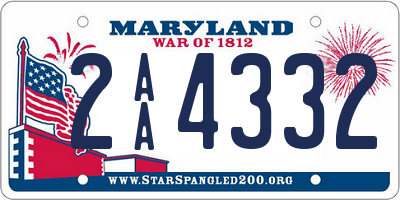 MD license plate 2AA4332