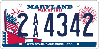 MD license plate 2AA4342