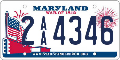 MD license plate 2AA4346