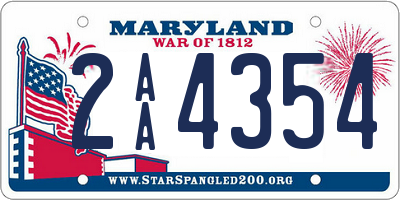 MD license plate 2AA4354