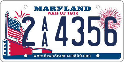 MD license plate 2AA4356