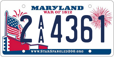 MD license plate 2AA4361