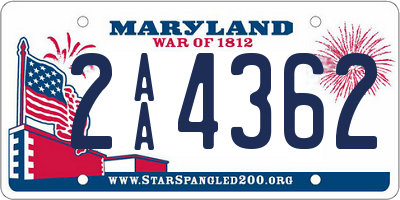 MD license plate 2AA4362