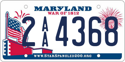 MD license plate 2AA4368